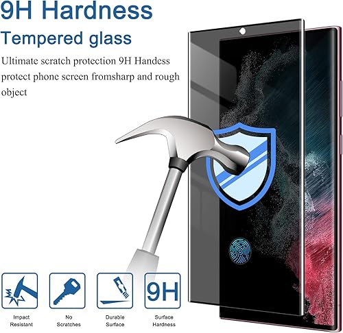 Miniatura 4 de YWXTW Paquete de 2 protectores de pantalla de vidrio templado para Samsung Galaxy S22 Ultra, película de vidrio templado antiespía 9H, antiarañazos,