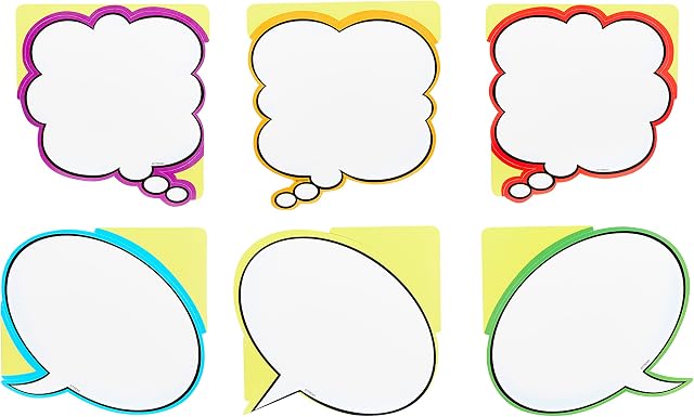 Creativity Inspired Classic Accents Trend Speech Balloons, 36 Pieces, Assorted Shapes and Colours, Teaching Spelling & Rhyming, Ideal for Classrooms, Schools & Display Boards