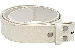 Genuine Leather Belt Strap - Timeless Embossed Scrollwork Design in 1.5" Width, No Buckle Required