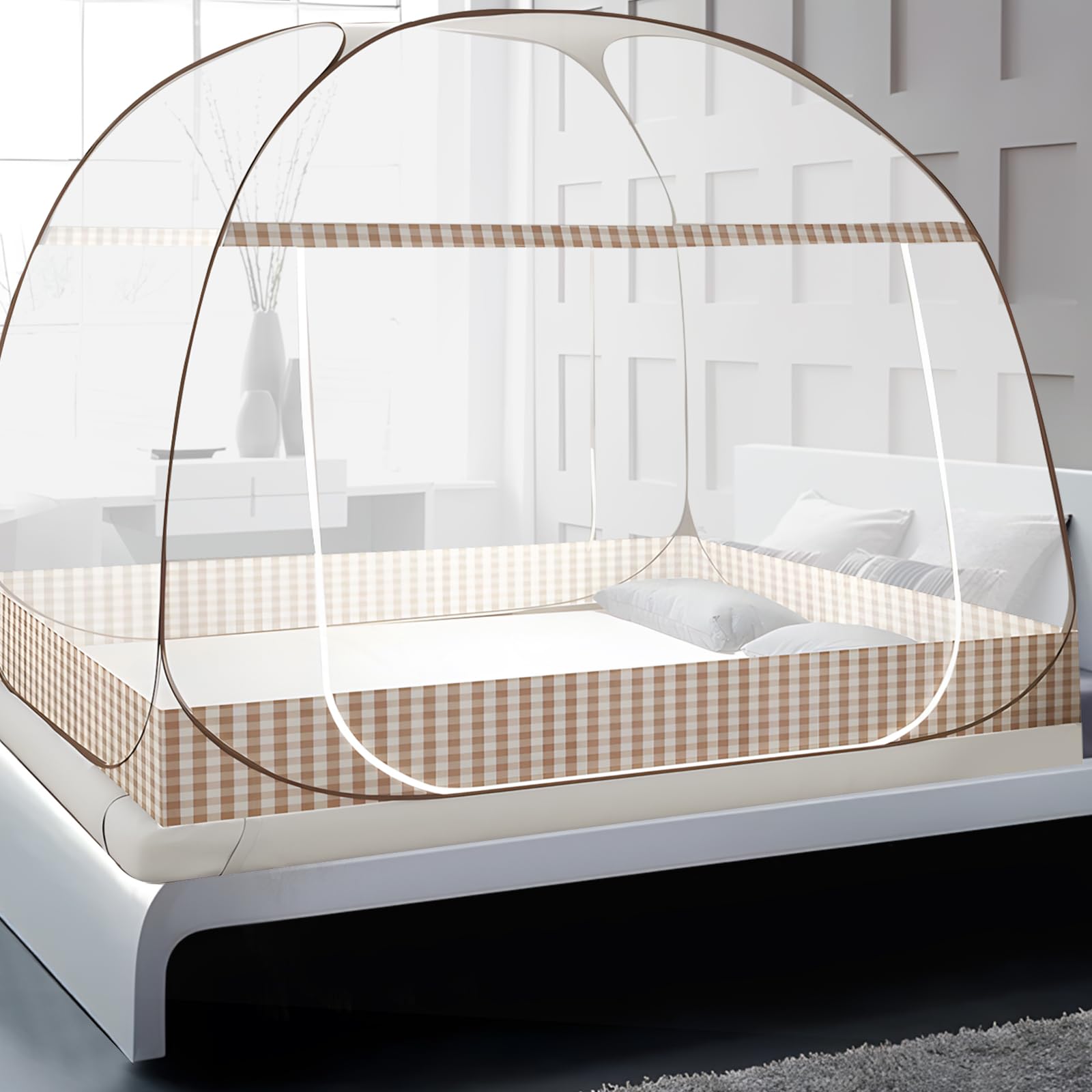 Zanzariera Letto, Zanzariera Letto Matrimoniale con Cerniera, Doppia Porta Zanzariera Campeggio Pieghevole, Zanzariera da Viaggio Portatile, Tenda zanzariera per Camera da Letto, Dormitori, Campeggio