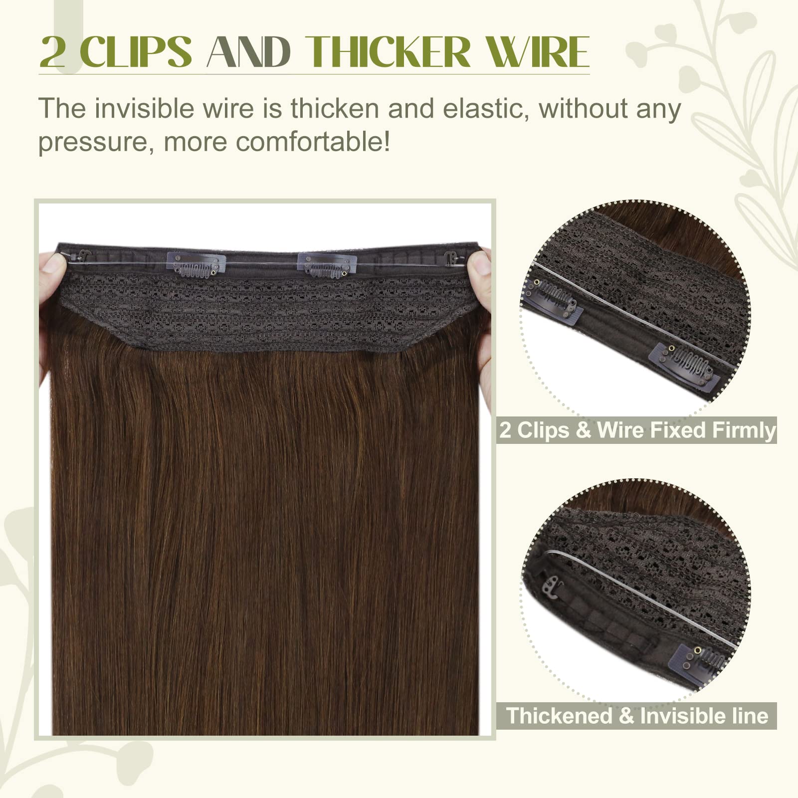 Fshine Filo Invisibile Per Extension 40CM 80g Extension Castano Cioccolato Capelli Colore 4 Extension Lisci Capelli Invisibile Fascia Unica Extension Wire Hair Extensions Human Hair