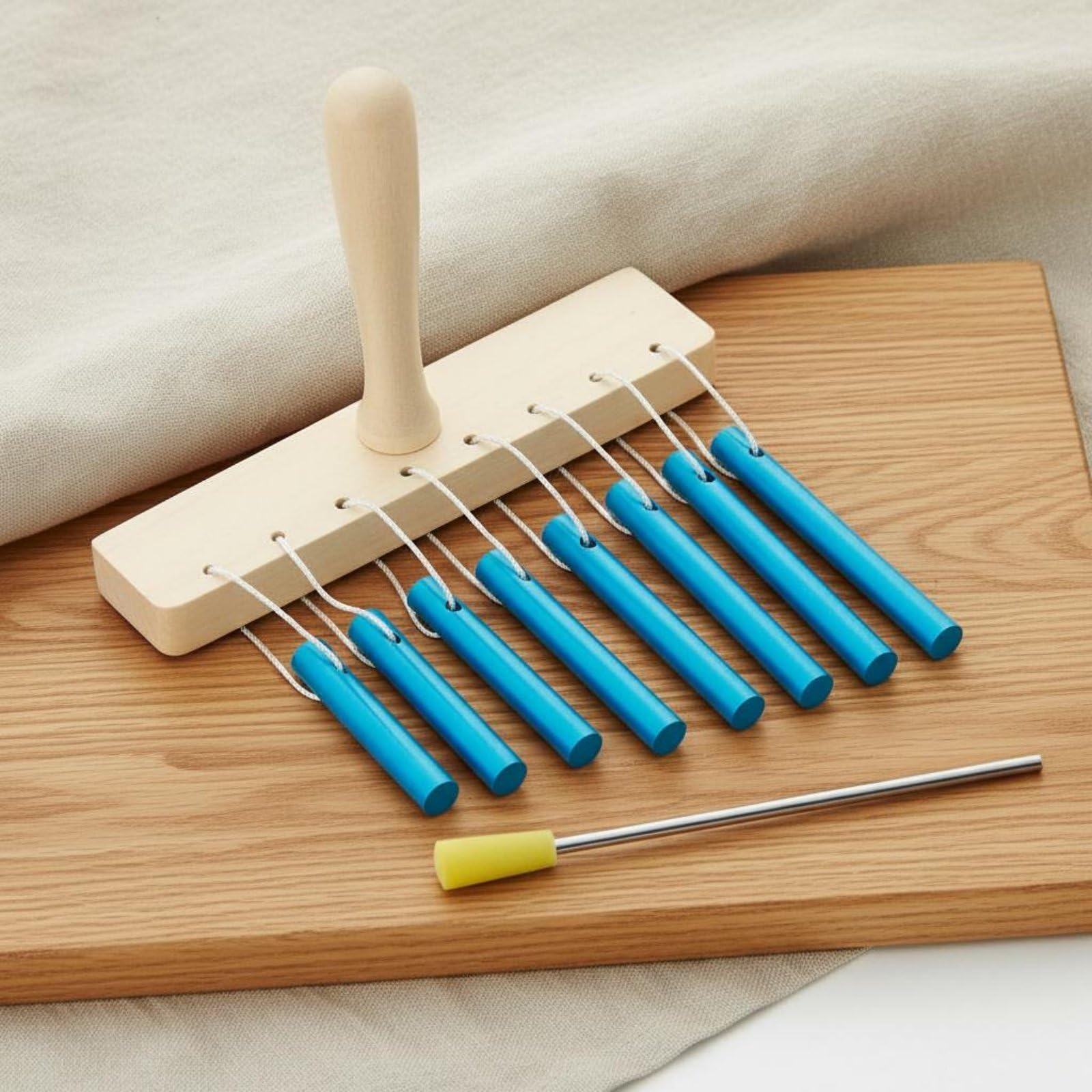 Campana Musical Infantil Carillón Metalófono Xilófono Campanillas con Base de Madera Lisa y Tubos de Aluminio Ofrece Toque Suave y Notas Definidas, Rojo