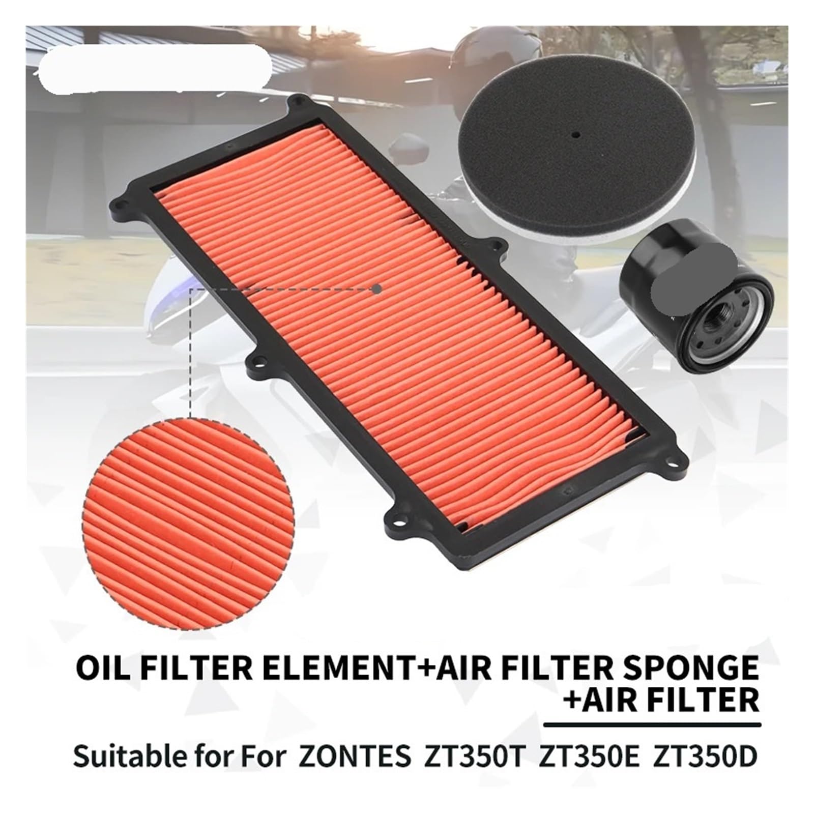 Filtro de aire y aceite compatible con motocicletas ZONTES ZT350T, ZT350T-D, ZT350T-E, ZT350E, ZT350D, 350T, 350E, 350D. Limpiador admisión motor