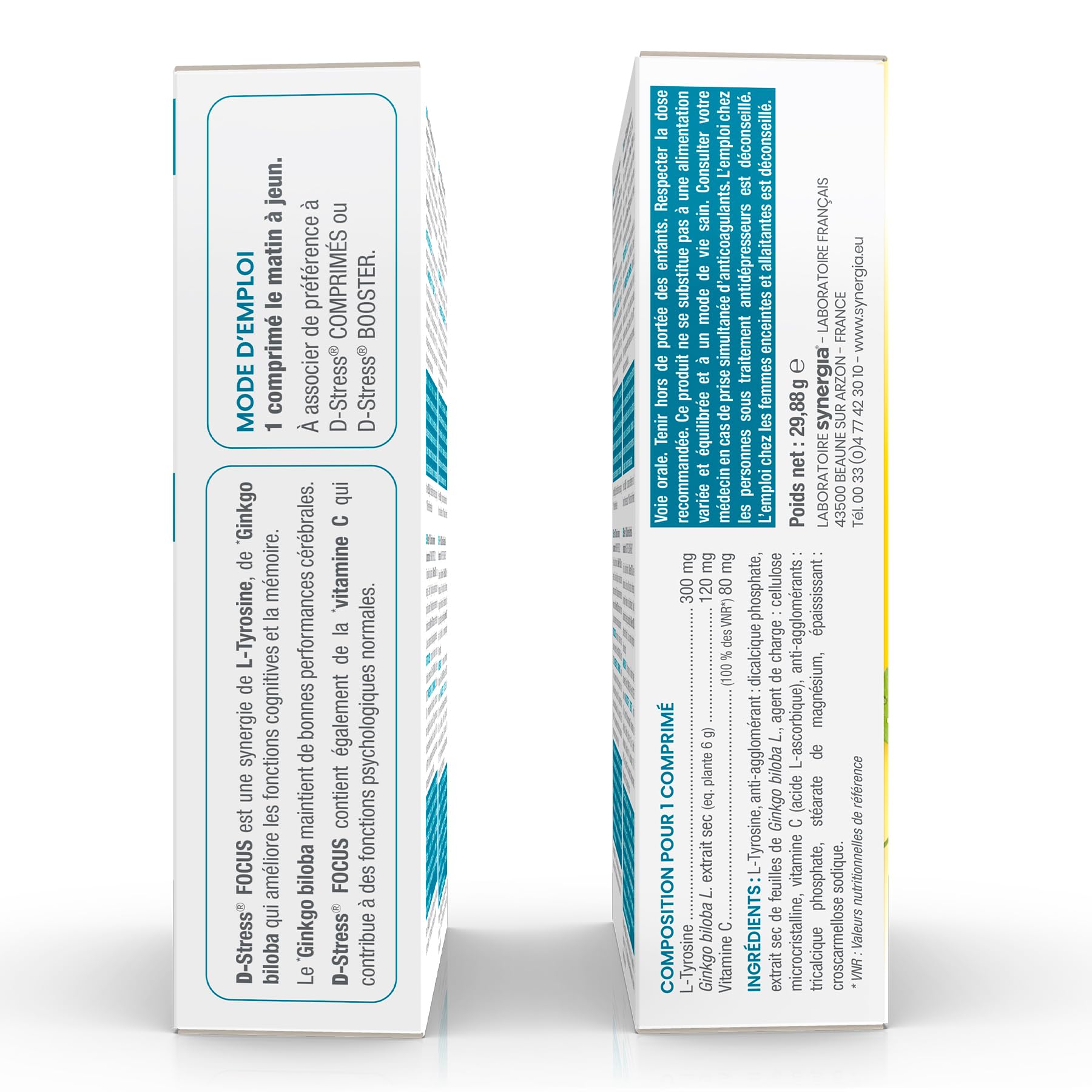 Pack "Memoria y concentración" | 3 D-Stress BOOSTER 20 Bolsas + D-Stress FOCUS 30 Tabletas | Revisiones, Entrevistas, Retorno | Laboratorio Synergia