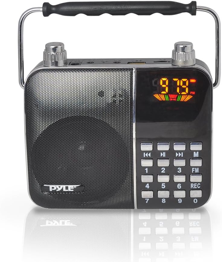 Pyle Portable Lightweight Headset Microphone Voice Amplifier, FM Radio with Digital LCD Display, Ideal for Teachers, Presentations, Karaoke, Tour Guides, USB/SD Card Slot. (PWMA63)