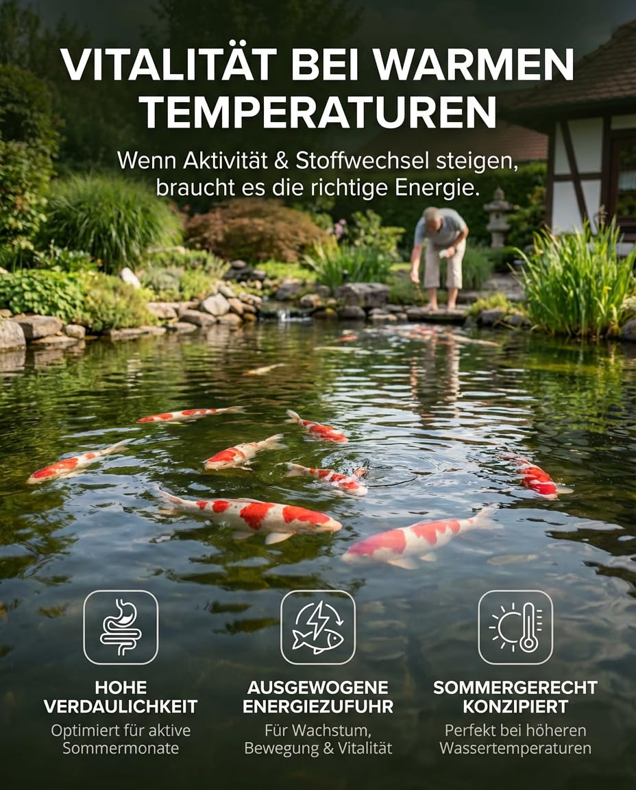 BHK Champion Grow Koi Futter sinkend für gezielte Fütterung und gesundes Wachstum - Premium Koifutter leicht verdaulich für Koi und Teichfische – 4,5 mm Pellets – 5 kg