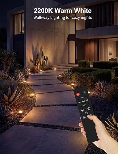 Miniatura 8 de APPECK Paquete de 15 luces inteligentes de suelo para exteriores, luces RGBW de 32 pies que cambian de color con cable, iluminación de paisaje