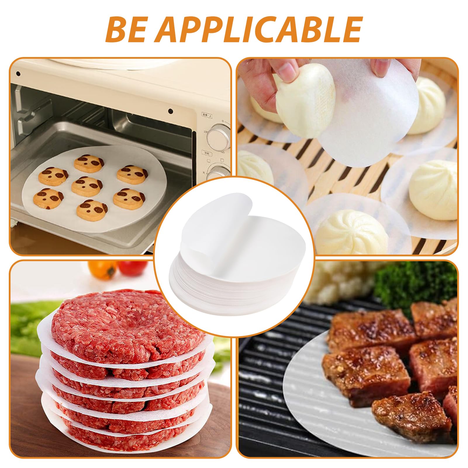 JINSIHU Papier Antiadhésif 500 Pièces 12cm Ronde Disques à Burger Papier Parchemin pour Steaks Hachés Burgers Gâteaux Barbecue