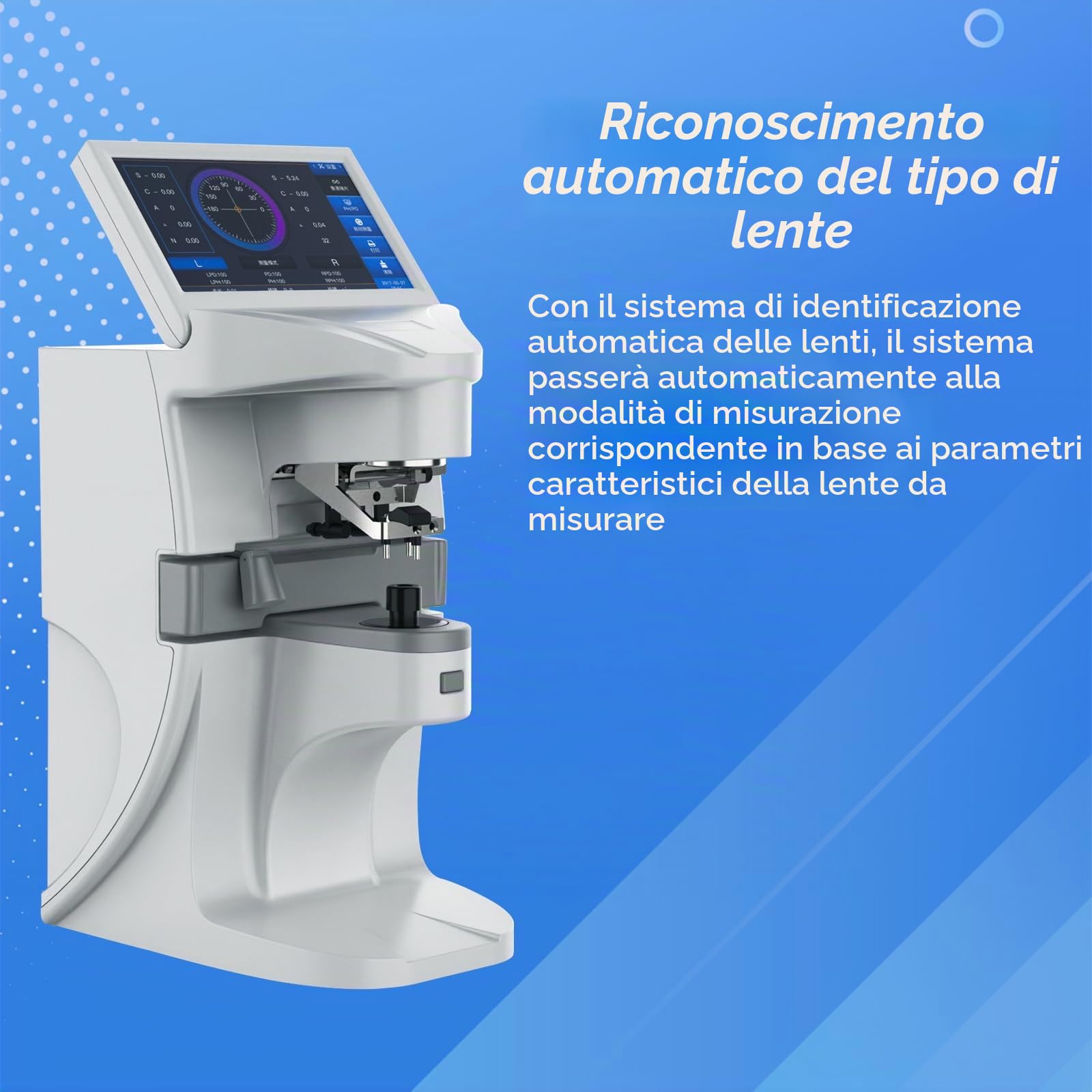 Obiettivo del focimetro dello schermo Obiettivo Auto Meter 7 Pollici Touch Screen Auto LensMeter UV Digital Auto Lensmeter Lensometer con stampa Pd Bianco