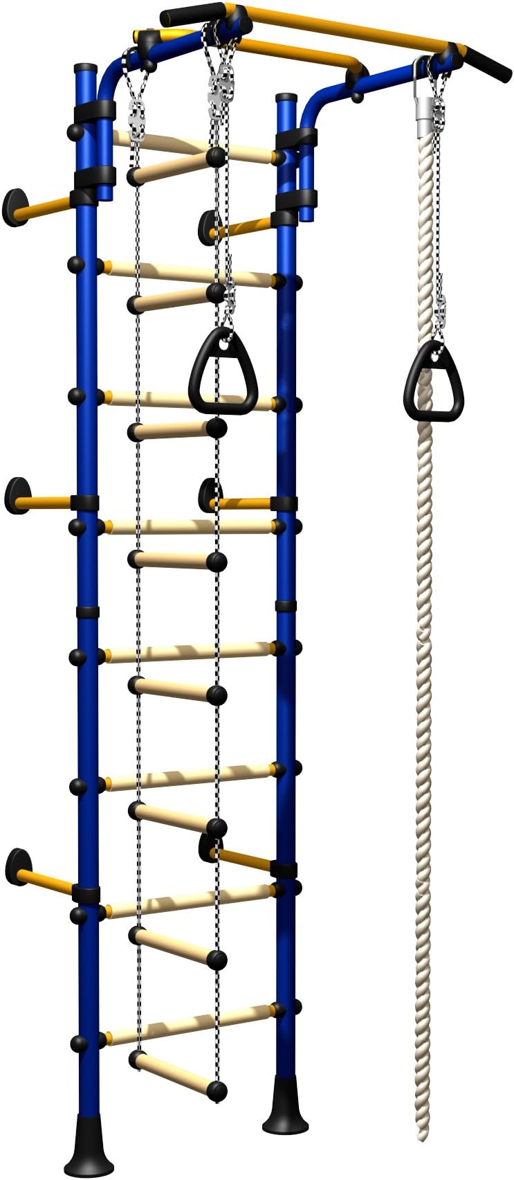 Set of Fitness Equipment For Children, is fixed to the wall โ Trapezoidal Bars Set, Nuthatch, Rope for Climbing, cuerta to jump, Gym Rings โ Also Suitable for Patios, Schools and portals โ Model Comet Next 1