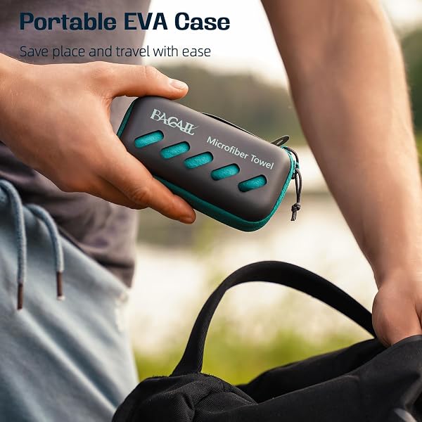 BAGAIL Serviette en microfibre - Compacte, ultra légère, à séchage rapide - Serviettes en microfibre avec boîte EVA respirante - Serviette de sport, de plage, de voyage et de bain - 3