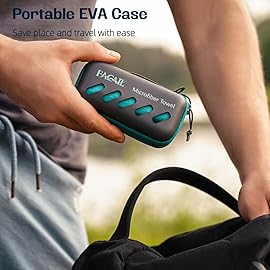 BAGAIL Camping Towel with EVA Case, Compact & Ultra Soft Microfiber Travel Towel - Super Absorbent & Lightweight Quick Dry Towels for Sports, Beach, Gym, Backpacking, Hiking and Yoga - Dark Grey, XXS