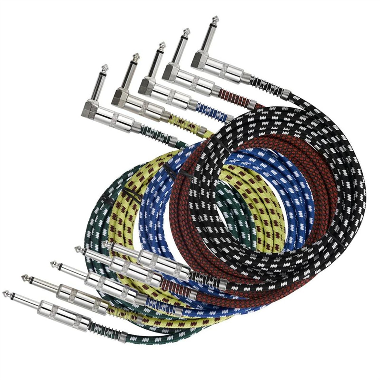 5 Szt. 6,5 Mm Jack Z Męskiego Na Męskie Instrument Gitarowy OFC Kabel Audio Z Folii I Pleciony Kabel Ekranowany Kabel do Instrumentów Gitarowych