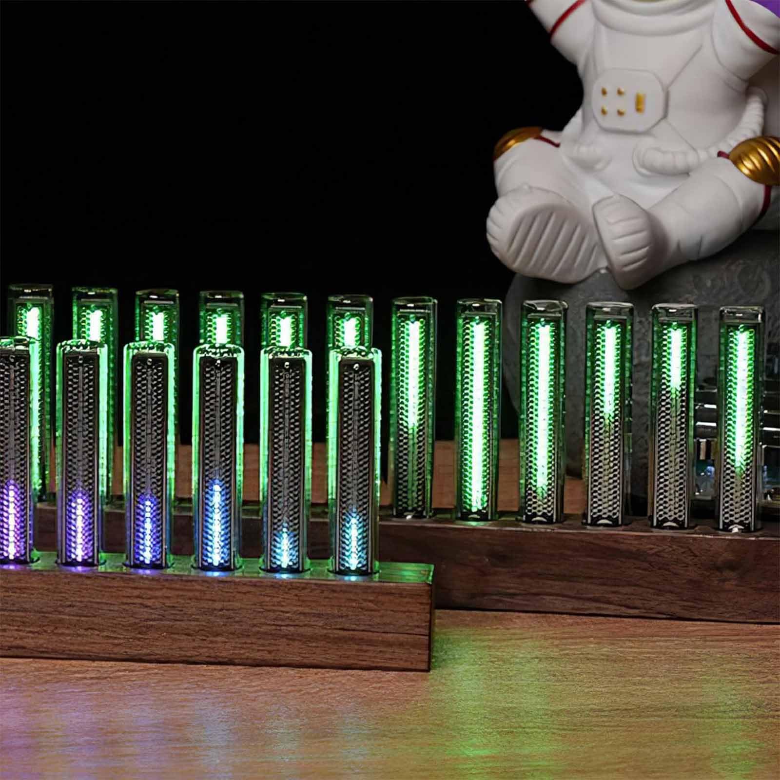 ERICAT Music Spectrum Visualizer Audio Spectrum, Visualizer Music Spectral Rhythm Light Mit 12 Nixie-Röhren Und 7 Voreingestellten Modi, Walnussholzsockel Und 240 RGB Pickup Light, Für Familie, Musik