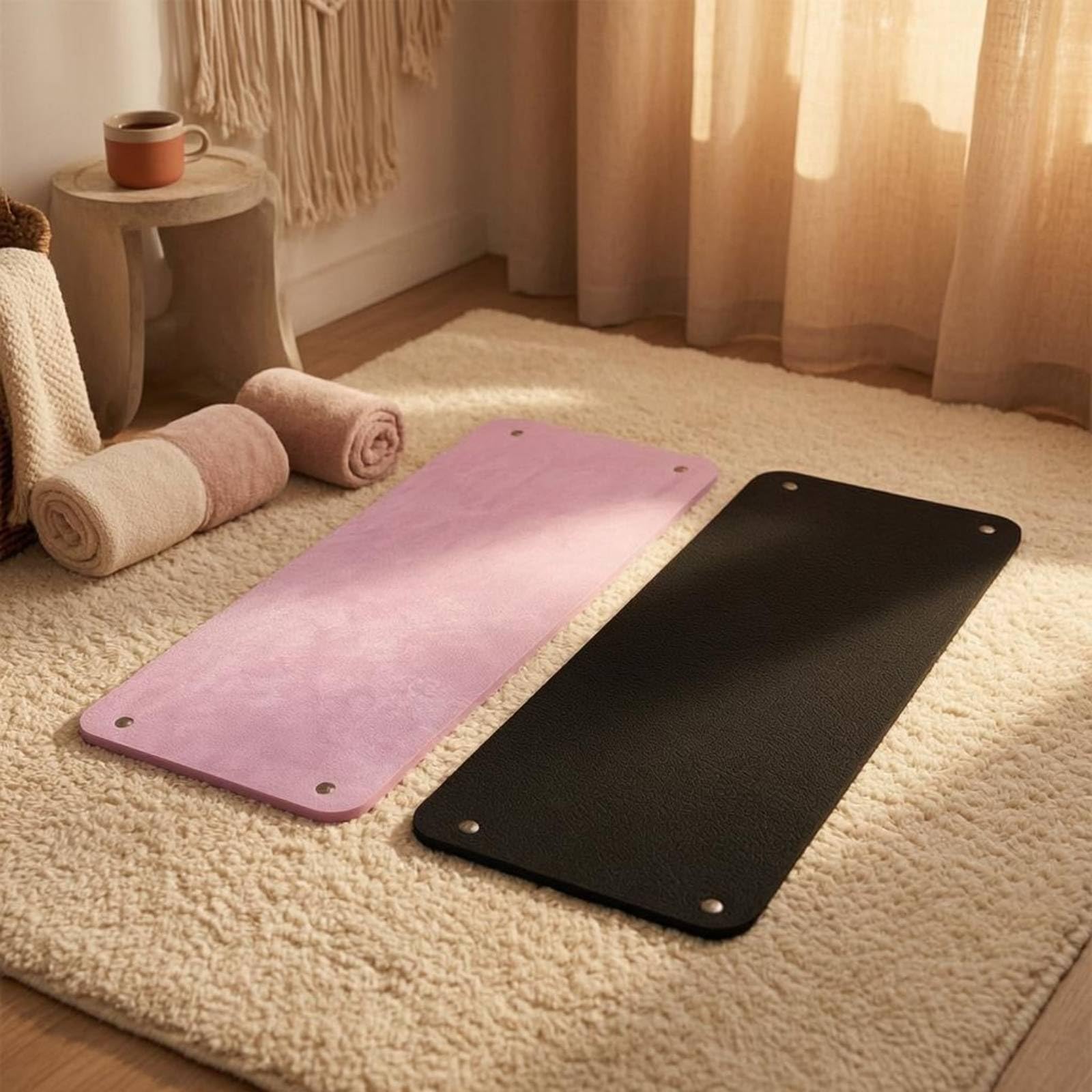 Tappetino Fitness Doppio Strato Assorbe il Sudore Asciugamano in Microfibra Nero Attrezzatura Sportiva per Casa