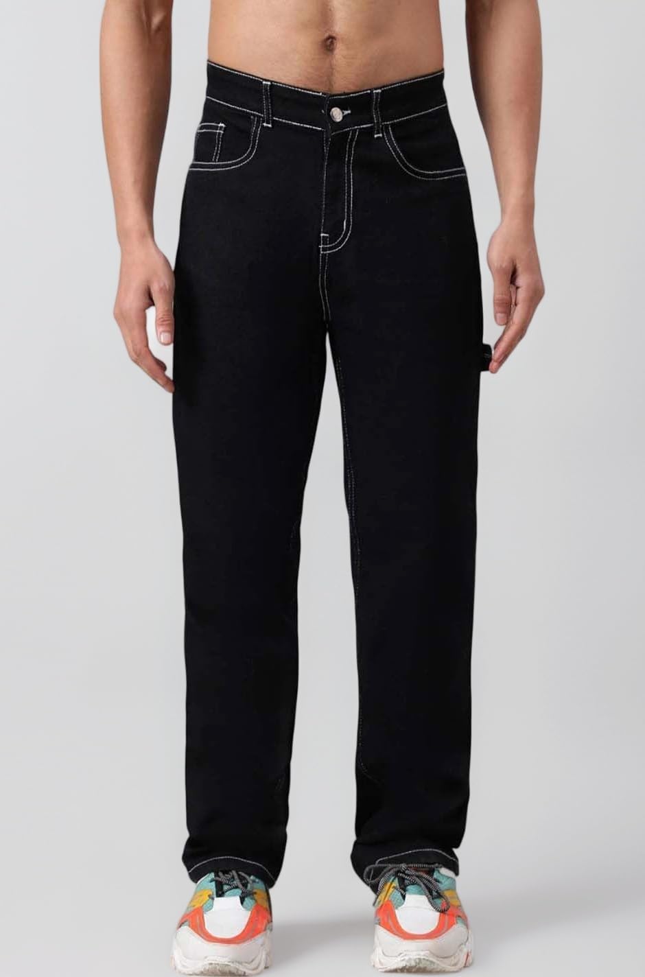 KOTTY Men’s Relaxed Fit Straight-Leg Jeans|Comfortable & Durable Denim Jeans