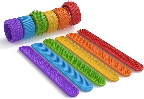 Juguetes sensoriales para ansiedad, pulseras de silicona para niños, 6 juguetes sensoriales de silicona para niños, adolescentes y adultos,