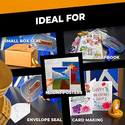 Miniatura 4 de WOD RWATGD Pistola dispensadora de cinta para cinta de transferencia, aplicador de adhesivo dispensa 14 pulgadas, 38 pulgadas, 12 pulgadas y 34