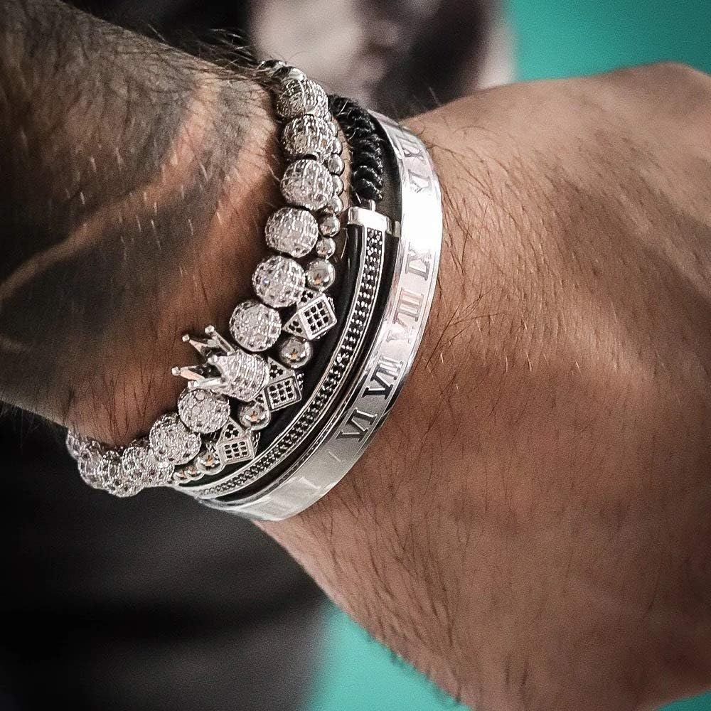 WFYOU Imperial Crown Bracelets for Men 18kt Gold Bracelet Cubic Zirconia Beads Bracelets Cross Bracelets Charm Men Luxury Gift - Image 6