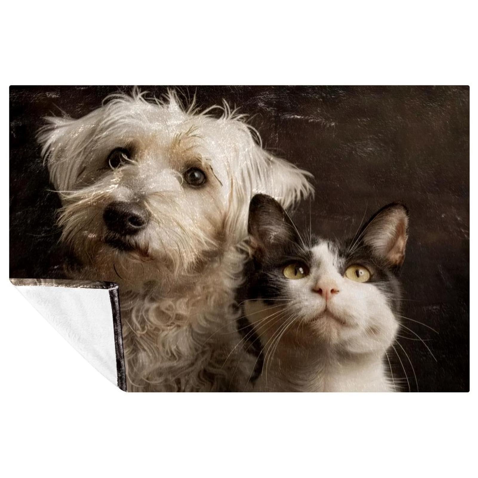 Couverture imprimé Yorkshire Terrier blanc linge de lit aux finitions soignées 150x100