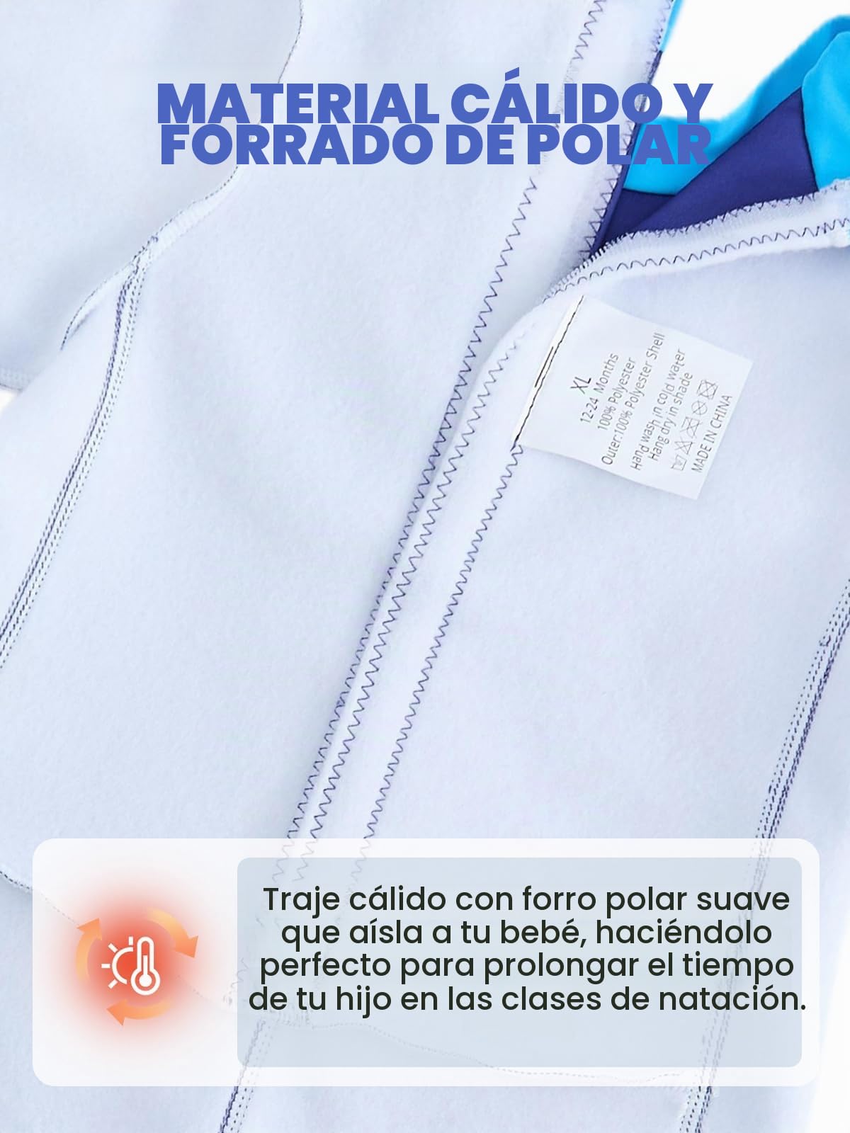 Traje de neopreno para bebé, protección solar UPF 50+, traje de baño térmico para 0-24 meses, forro polar, para mantener el calor, traje de baño de una pieza para piscina, clases de natación