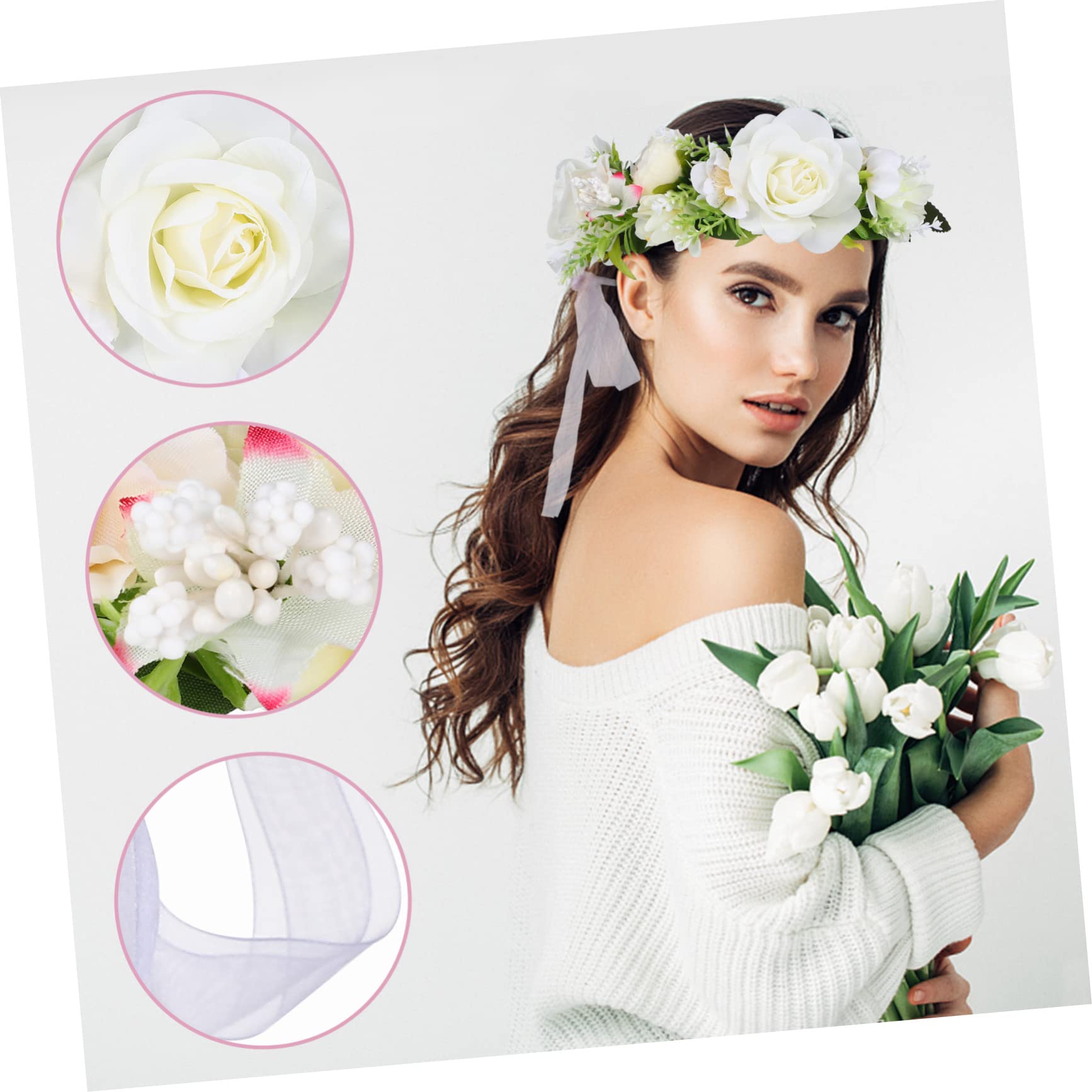 minkissy 8stücke Handgemachte Rosenblüten Haarband Für Blumenkranz Festival Haarschmuck Fotorequisiten Für Partys Stilvolles Accessoire Für Besondere Anlässe
