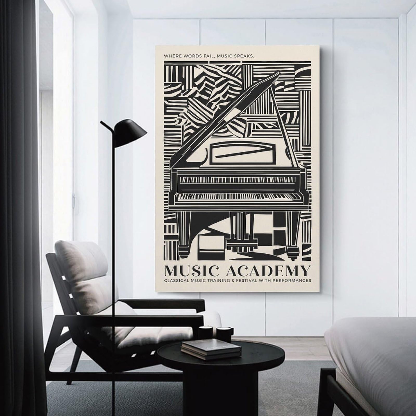 Junmoney Music Academy Decorative Canvas Print, 12x18inch(30x45cm), for Hallway, Entryway Or Landing, Home Artwork for First Impressions