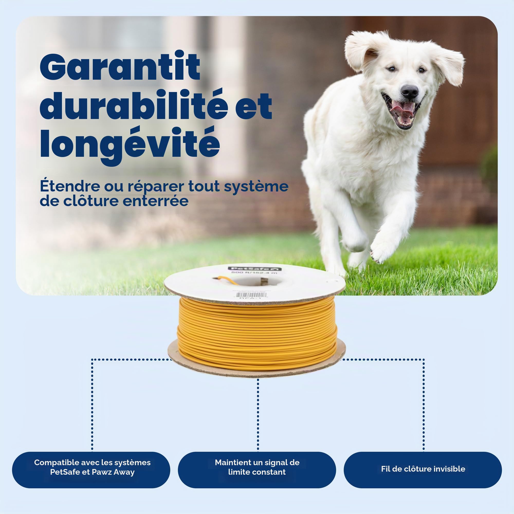 PetSafe Boundary Wire Bobine de Fil de cuivre Solide de Calibre 20, Fil de clôture enterré pour Animaux de Compagnie, Les Couleurs Peuvent Varier, de la société mère de la Marque Invisible Fence