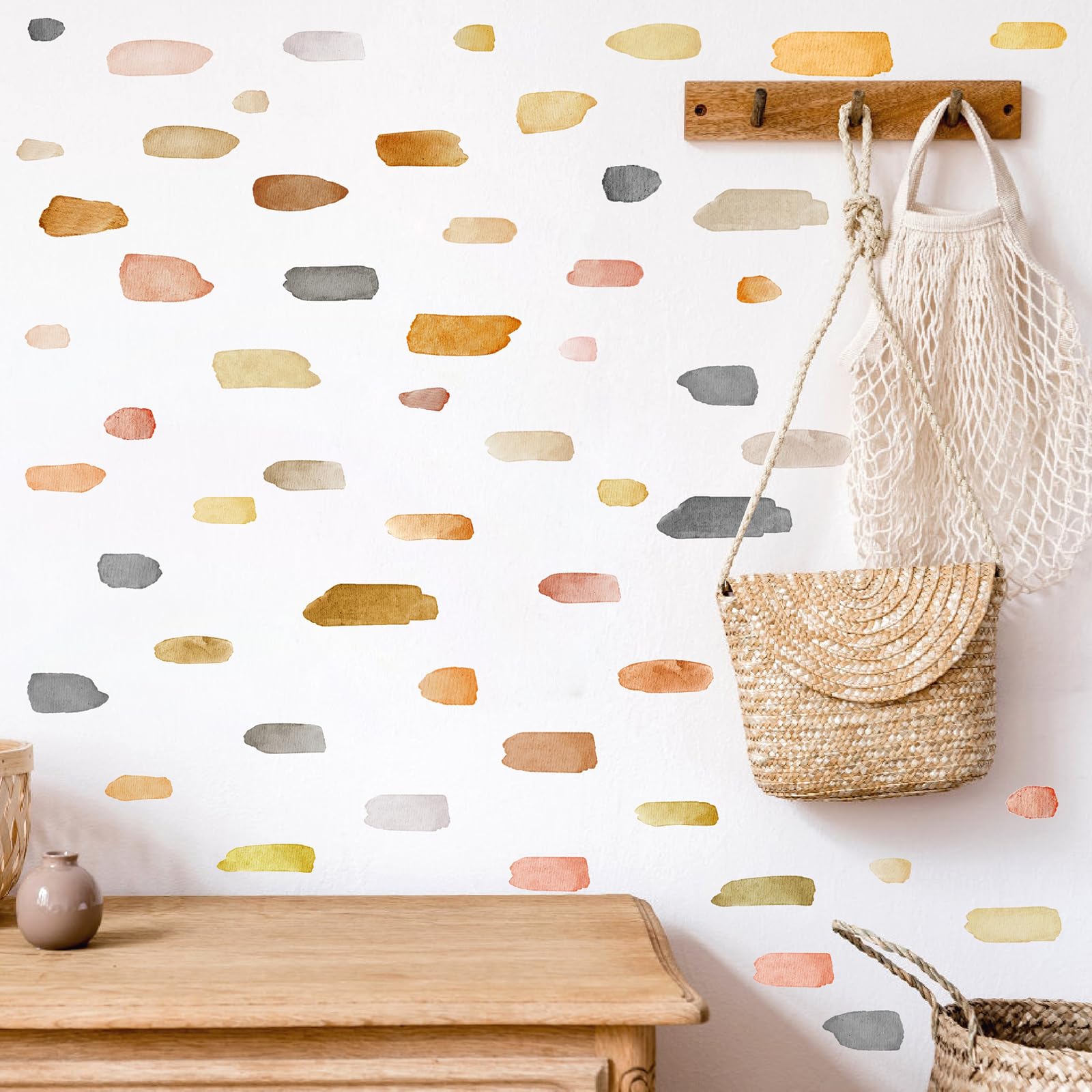 MOSITU Watercolour Brush Stroke Wall Stickers 72 Pcs 3 Sheets Abstract Art Decals Peel and Stick Removable for Bedroom Nursery Living Room Boho Decor - Image 3