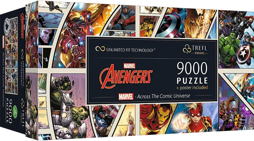 Trefl Prime - Puzzle UFT: Marvel - Across The Comic Universe - 9000 Teile, Großes Puzzle, Dickste Pappe, Bio, EKO, Collage mit Superhelden, Unterhaltung für Erwachsene und Kinder ab 12 Jahren