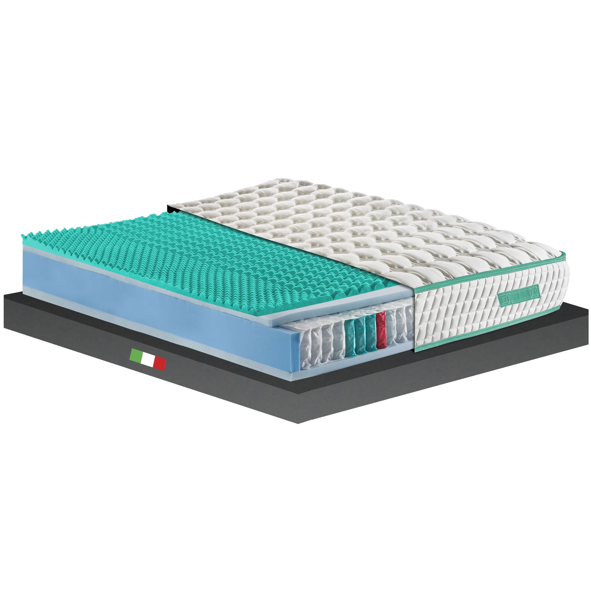 GEEMMA® Materasso Matrimoniale 160x190 Molle Insacchettate e Memory H27 – Dispositivo Medico, Doppio Lato Comfort/Semirigido, Ortopedico per Mal di Schiena, Tessuto Anallergico - HYBRID MEMORY MED PRO