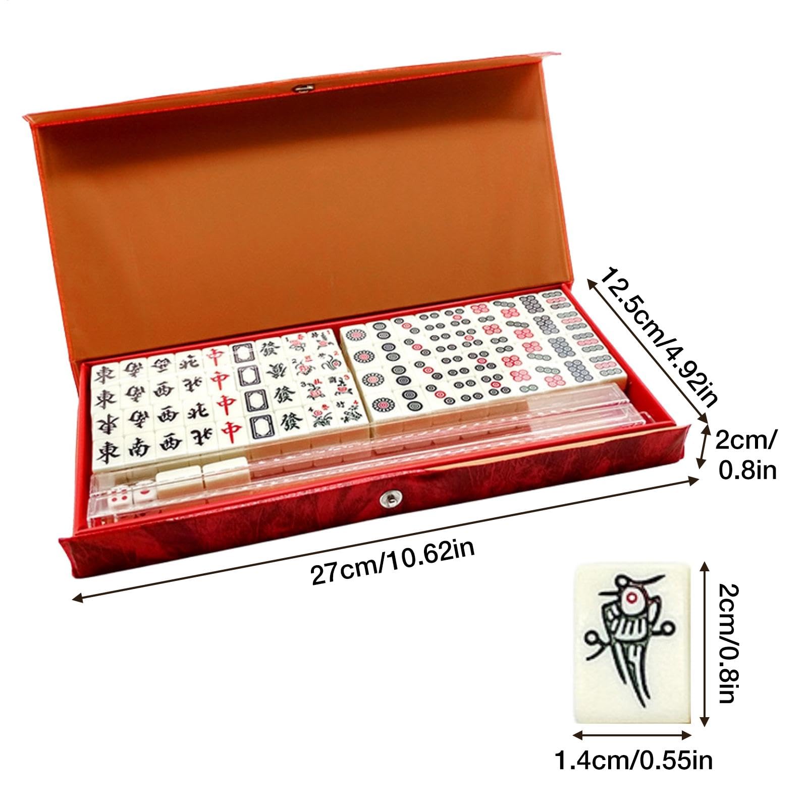 Générique Ensemble de Jeu de Mahjong Chinois Traditionnel Ensemble de Mahjong de Voyage avec étui de Transport pour Les Voyages à la Maison et Les fêtes d'anniversaire