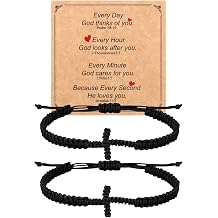 Handmade 2Pcs Cross Bracelet Adjustable Braided Rope Jesus Christian Cross Bracelets Matching Couple Black Pink Red String Lucky Anklet Wristband Easter Gifts