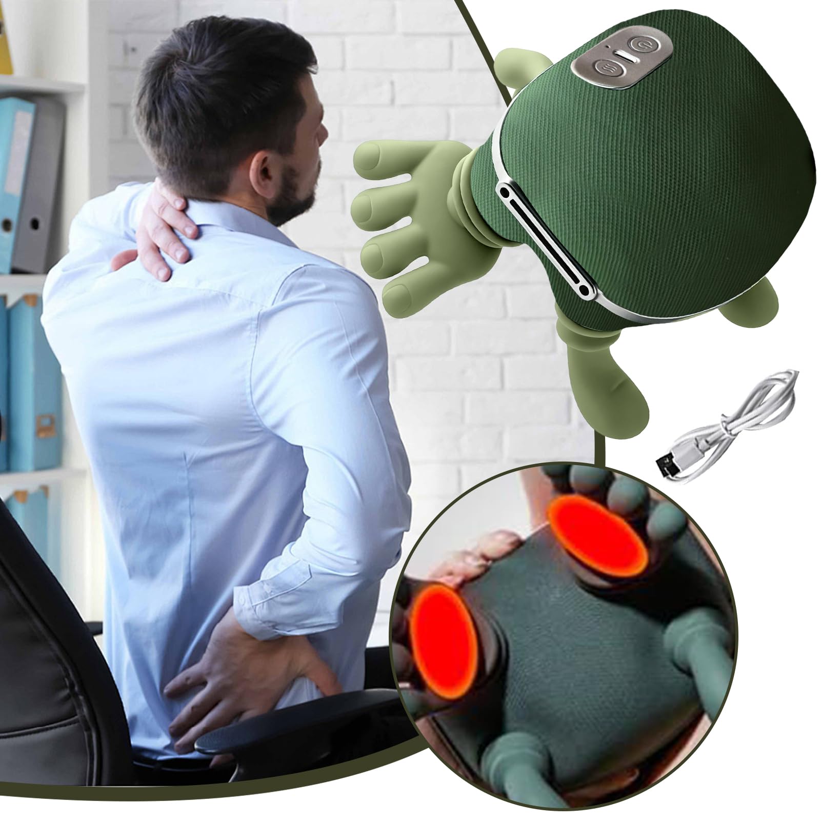 Masajeador De Cuello Y Hombros,2000 MAh Masajeador Portátil De Cuello Y Espalda, Masajeadors Cervical Espalda Con 2 Modos De Calor,masajeador C Uello Con 3 Velocidades Para Padres