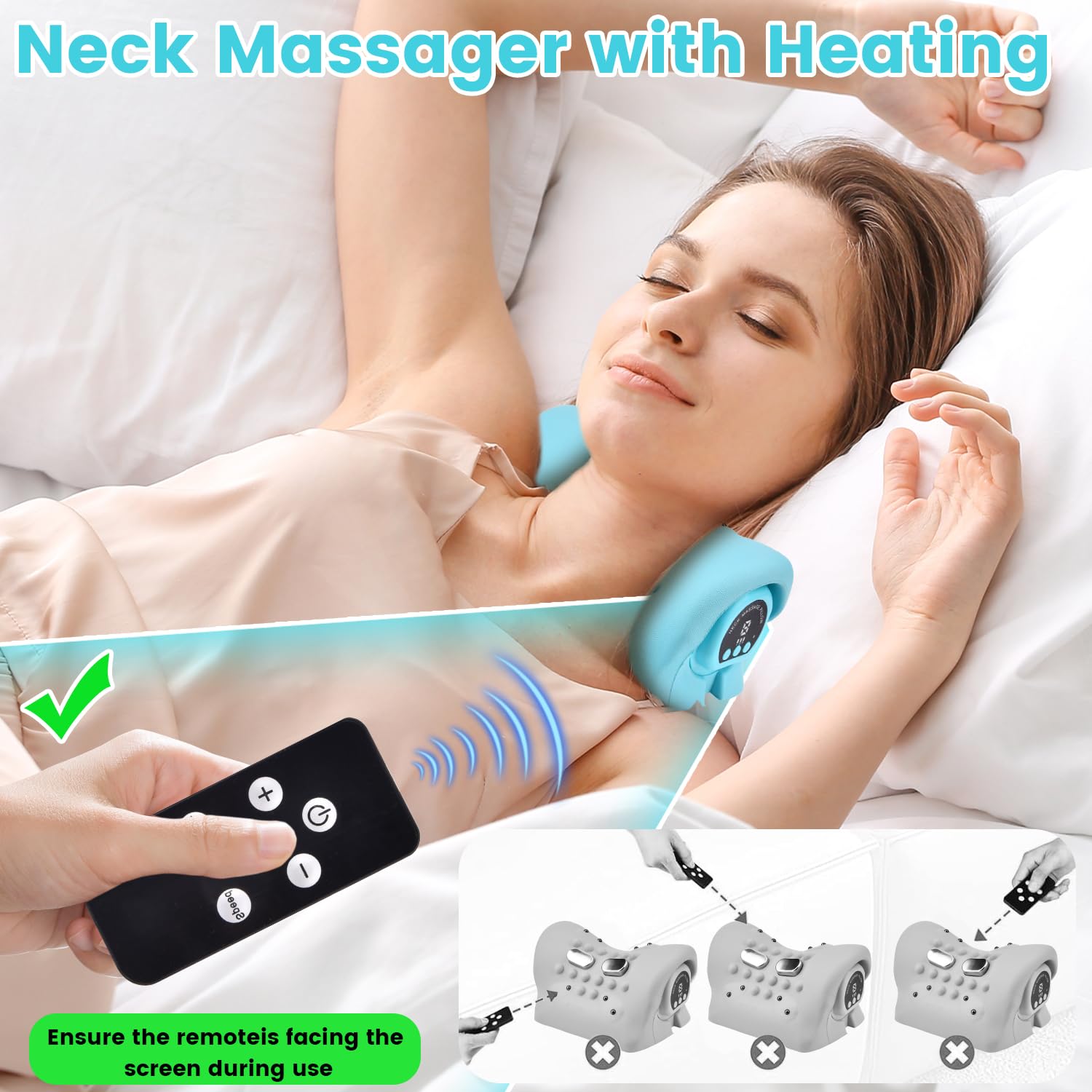 Masajeador Cervical Eléctrico con Calor, 2025 Nuevo Masajeador Inalámbrico, Masajeador de Cuello y Cervicales y Espalda con 3 Modos, 6 Frecuencias