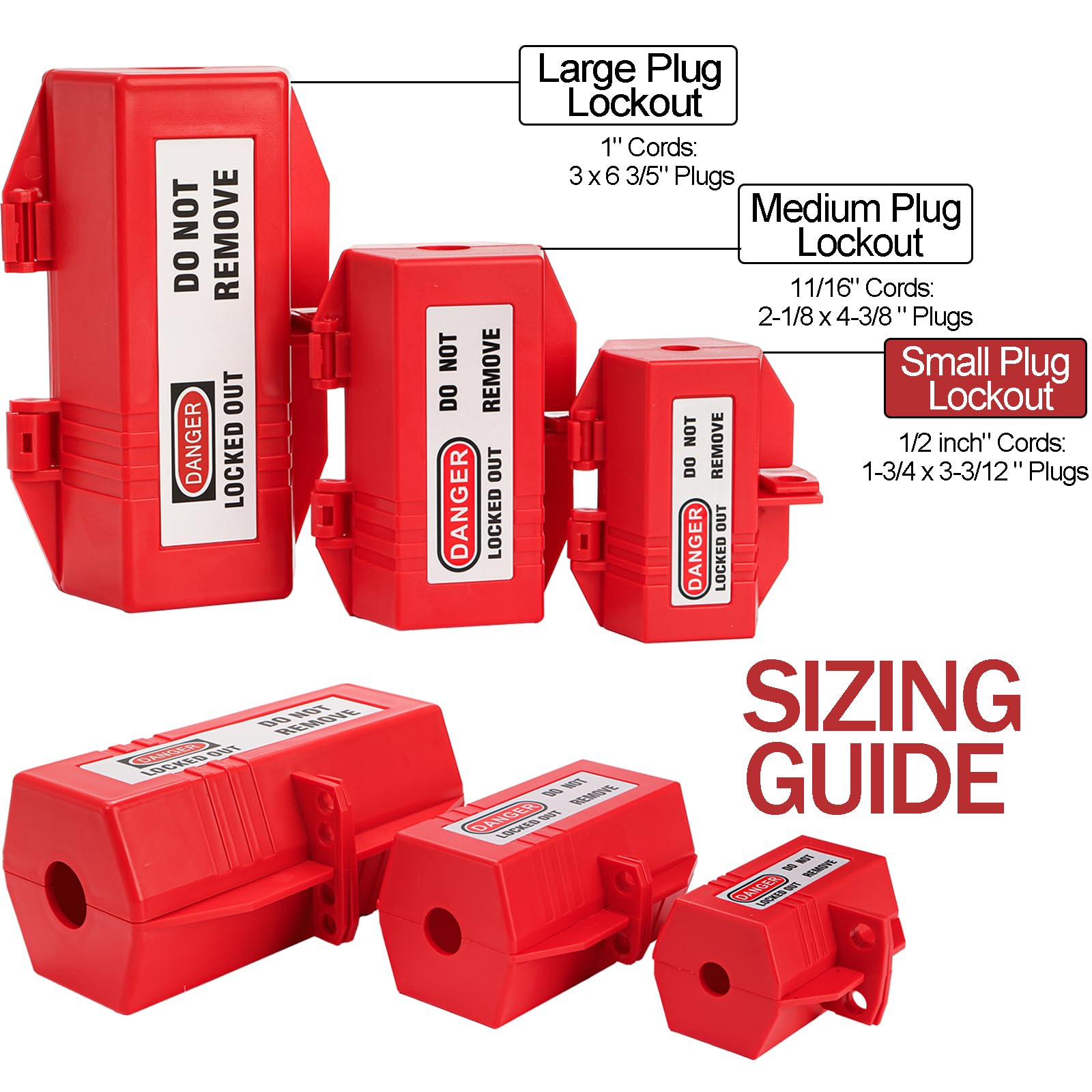 Lockout Tagout Plug Locks - 3 Pack -5 Lockout Tagout Plug Locks - 3 Pack -5