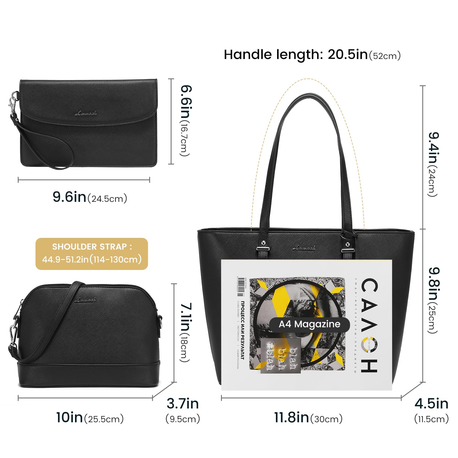 LOVEVOOK Borsa Donna Set Tracolla Spalla Borse a Mano Grande Progettista Medio Grande 3 Pezzi Tote Crossbody Clutch