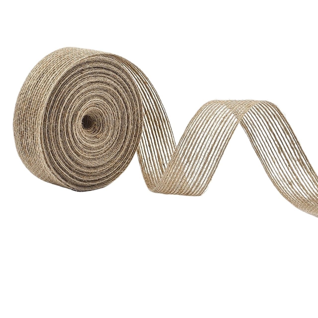 0.6-5cm Natural Burlap Fabric Jute Craft Ribbon Lace for Wrapping Rustic Vintage Wedding Decor 10Meter for Crafting Decorating Wrapping(2.5cm)