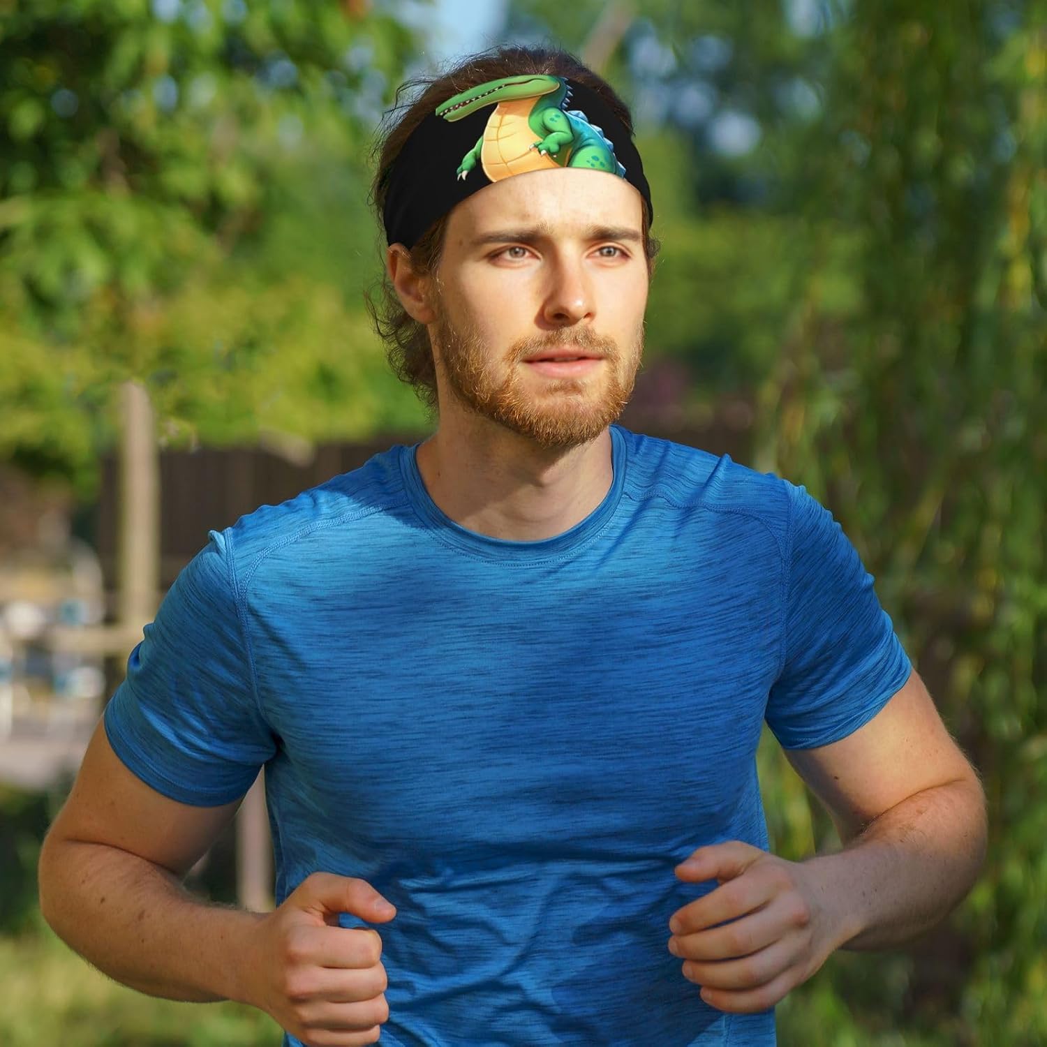 Elastic Sports Headband Hairband WHJSHOP Dinosaur Wearing A Crown Picture Athletic Band for Women, Men