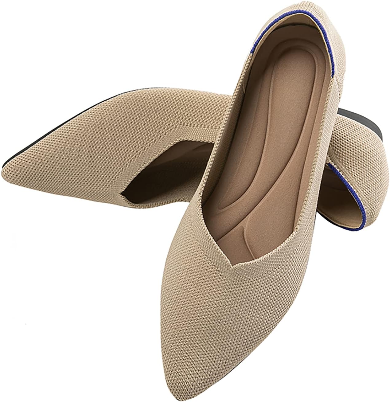 MACHSWON Dames Ballet Dressy Flats Puntneus Gebreide Jurk Schoenen Slip On Casual Opvouwbare Ballerina Wandelschoenen, Groene Luipaard, 41 EU