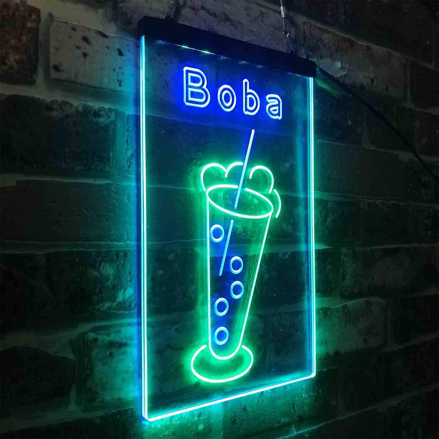ADVPRO Boba Tea Dual Color LED Neon Sign Green & Blue 16 x 24 Inches st6s46-i3877-gb