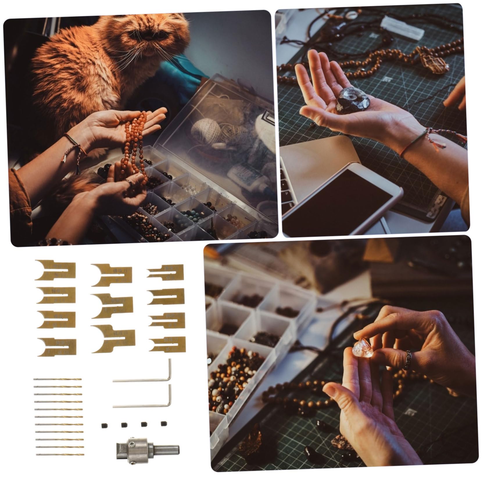HOMSFOU Set 24 Pezzi Punte da Trapano per Perline in Legno Acciaio 6-25mm Kit per Creazione Gioielli e Decorazioni Artigianali