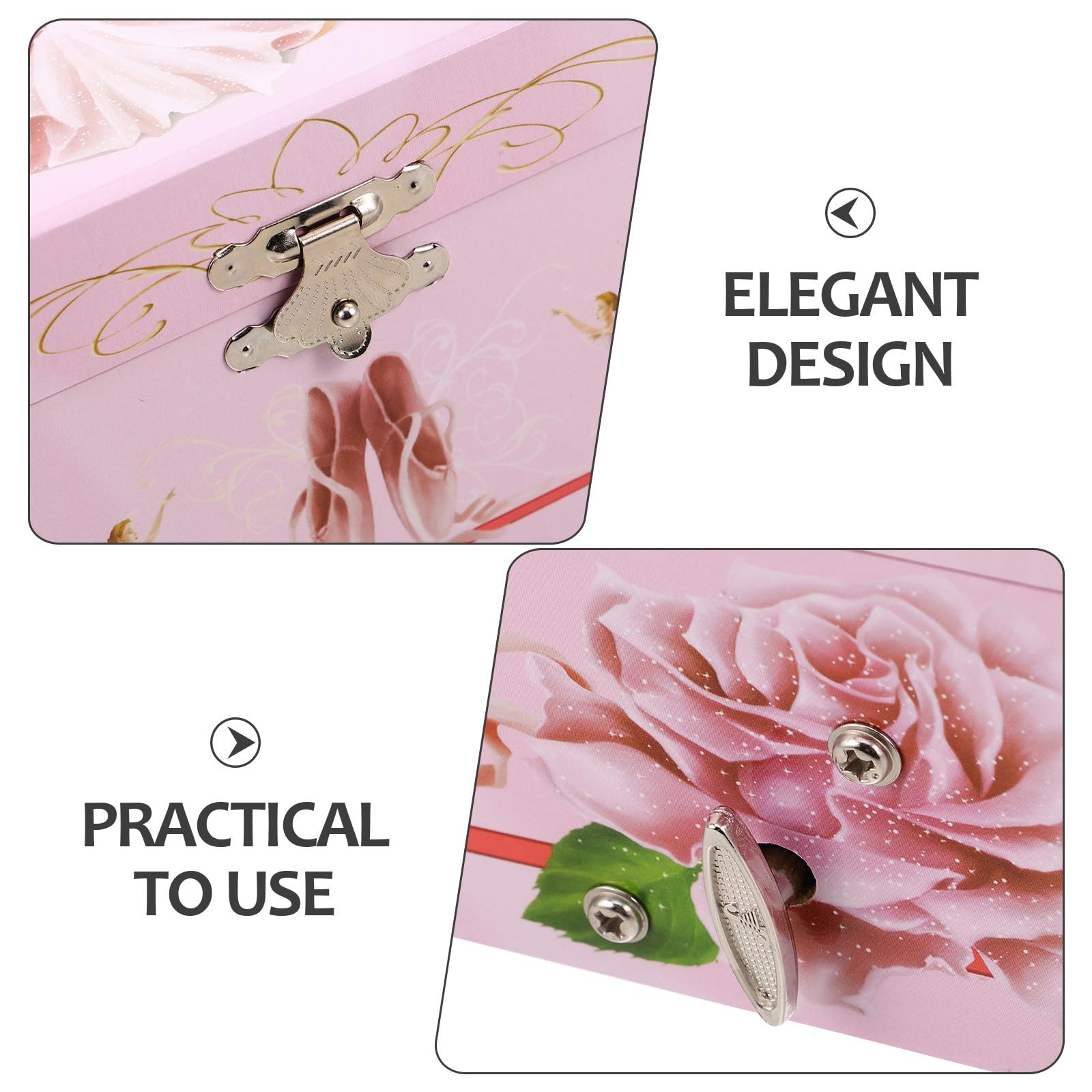 Ciieeo Joyero Musical para Niñas con Bailarina Giratoria de 5 Pulgadas, Caja de Música Ballet Rosa, Almacenamiento de Joyas Compacto, Obsequio Adecuado para Cumpleaños Infantiles