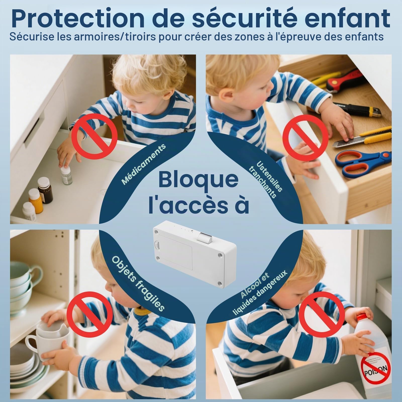Serrure Connectée, Serrure RFID Bluetooth Serrure de Tiroir Électronique Serrure d'Armoire Intelligente NFC Sécurité Enfant Cachée