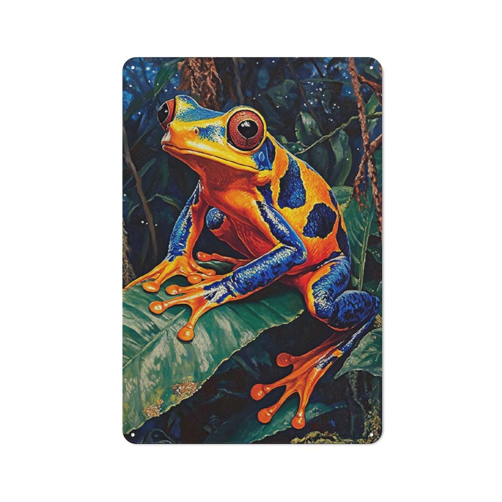 Junmoney Vibrant Rainforest Frog Metal Wall Sign 30X20cm Featuring For Living Room Wall, For Metal Sign Collectors, For Garage And Workshop Walls