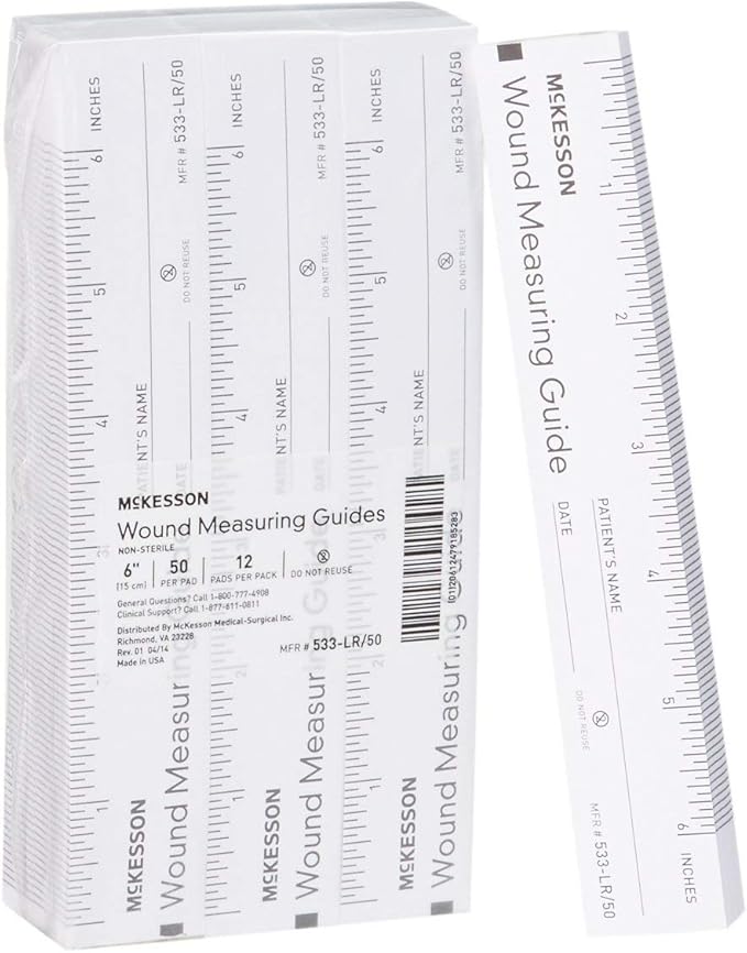 McKesson Wound Measuring Guide Ruler, NonSterile, Paper, 6