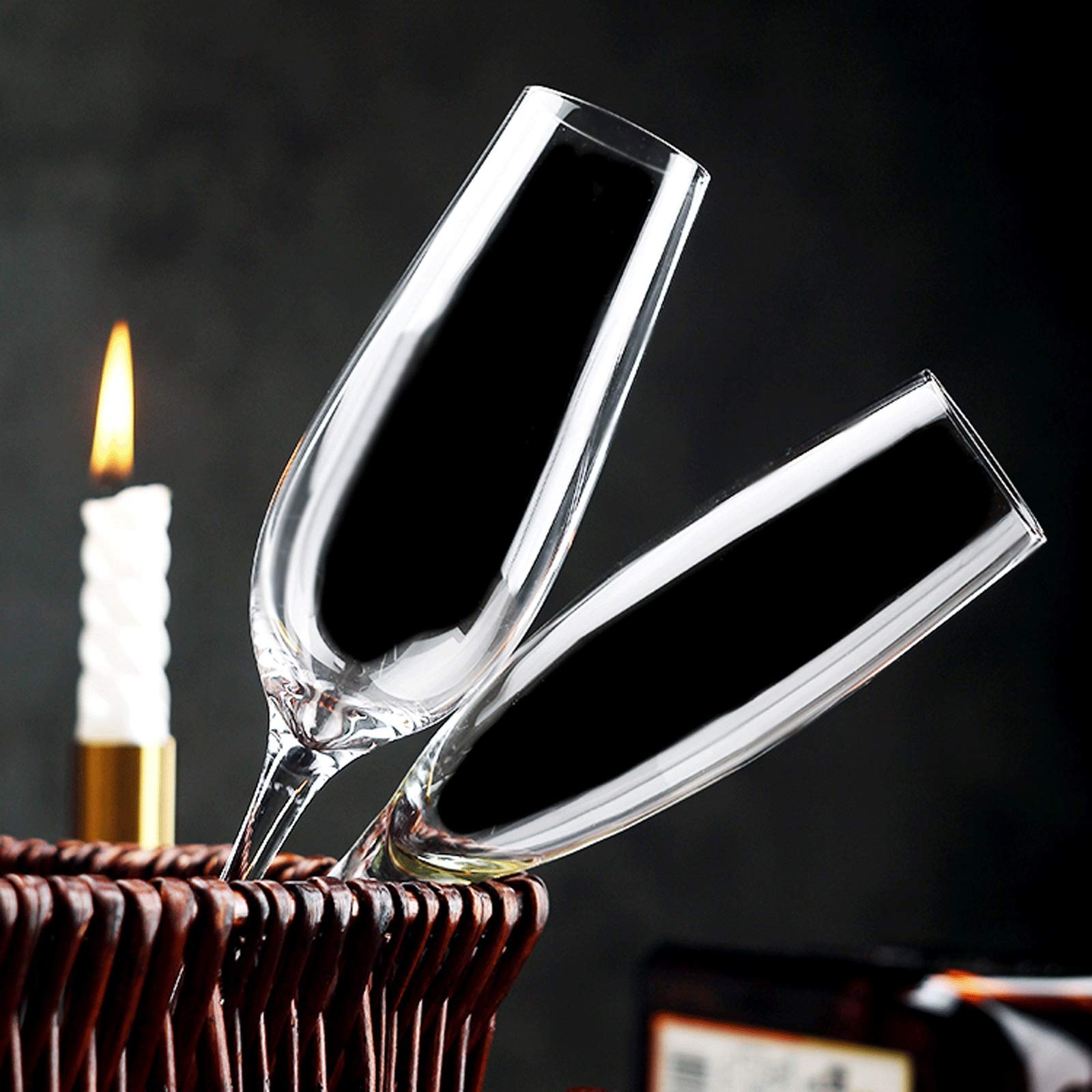 Wein Gläser Kristallglas Champagner Gläser, Mundgeblasenes Glas Champagner Flöten, 230Ml 4 Pcs