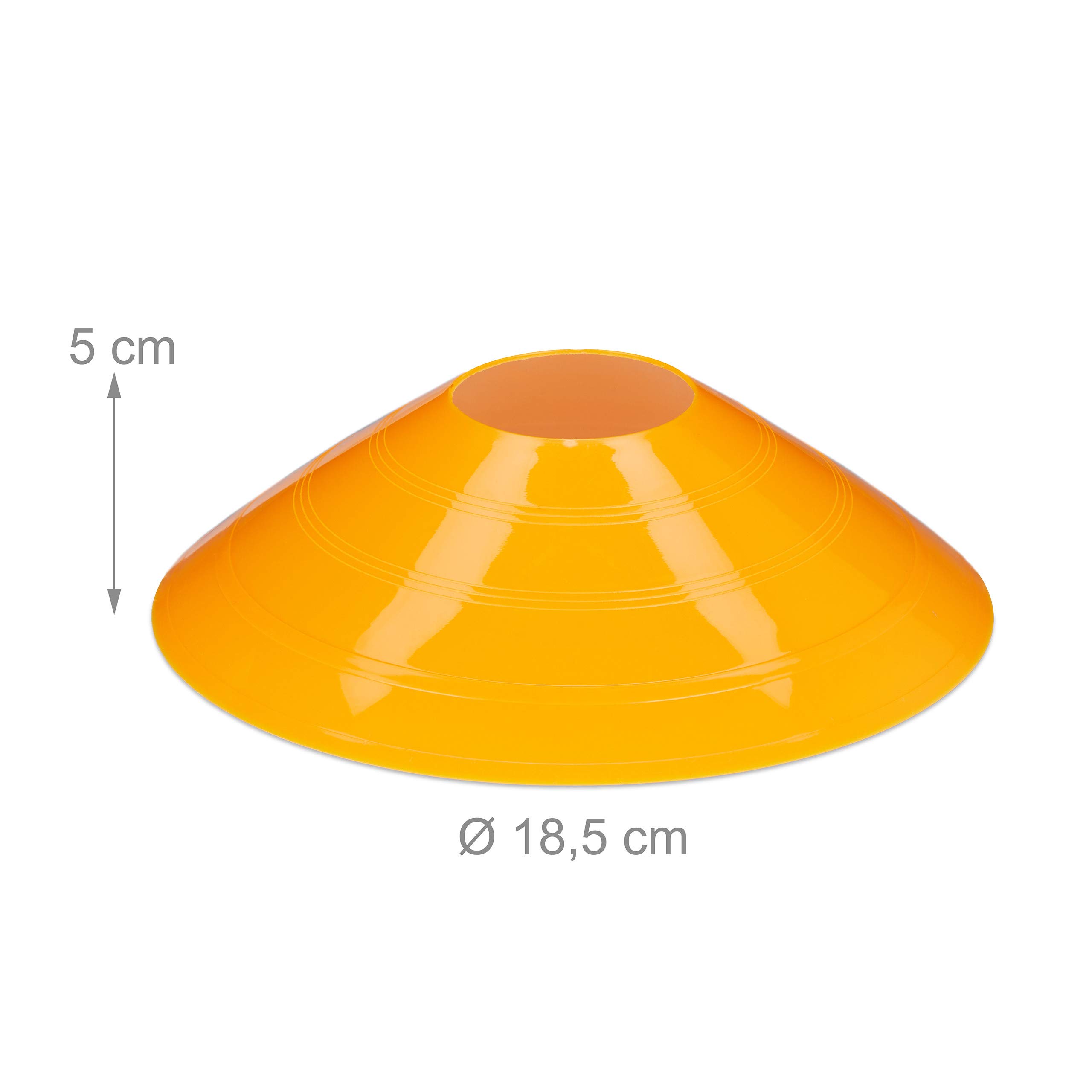 Relaxdays Markierungshütchen 50er Set, 5 Farben, Trainingshütchen für Fußball & Handball, mit Halter, Sporthütchen, bunt