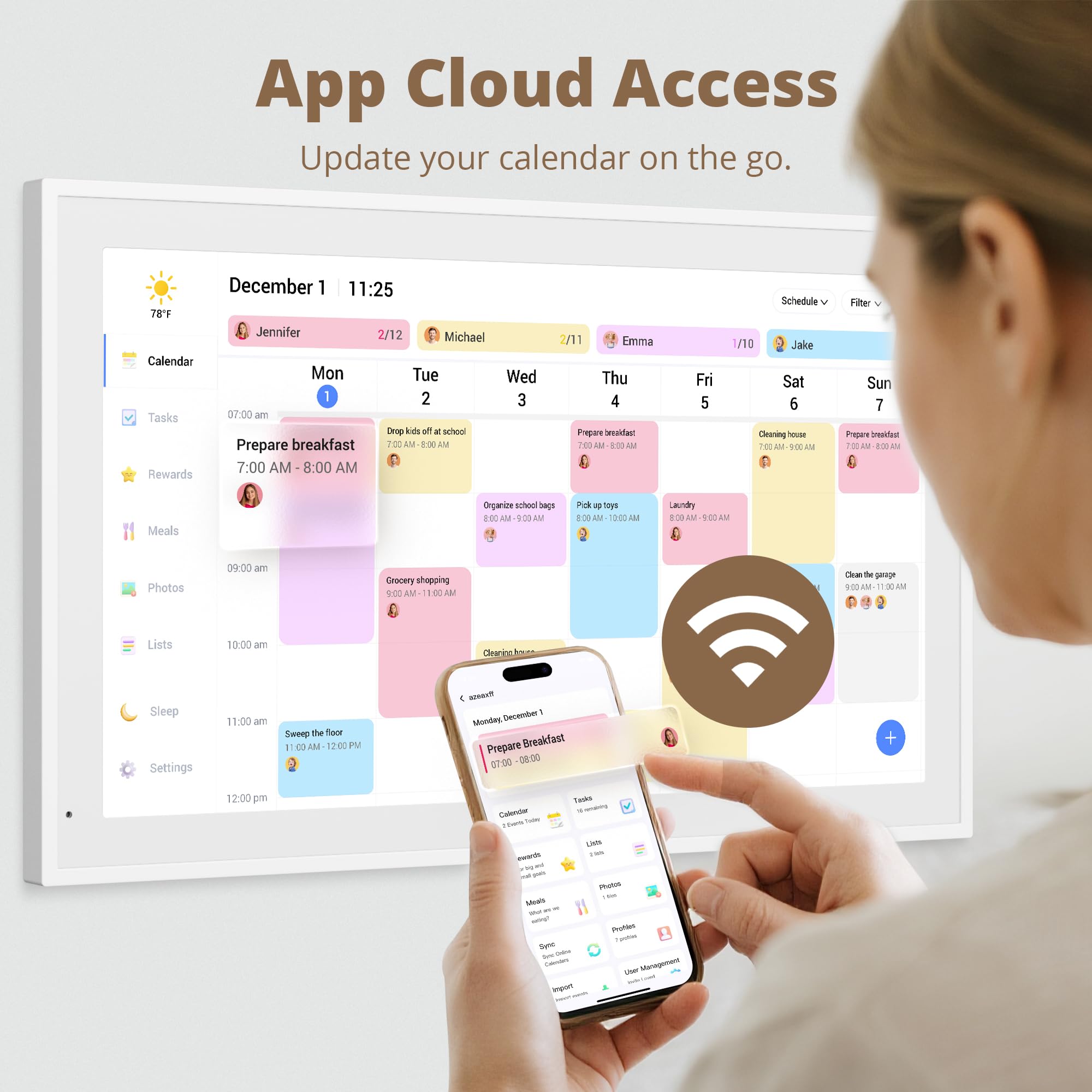 Dragon Touch Calendario digital de 21.5 pulgadas, pantalla táctil interactiva Full HD 1080P, planificador familiar inteligente, pantalla de hogar, calendario digital de pared y escritorio para una