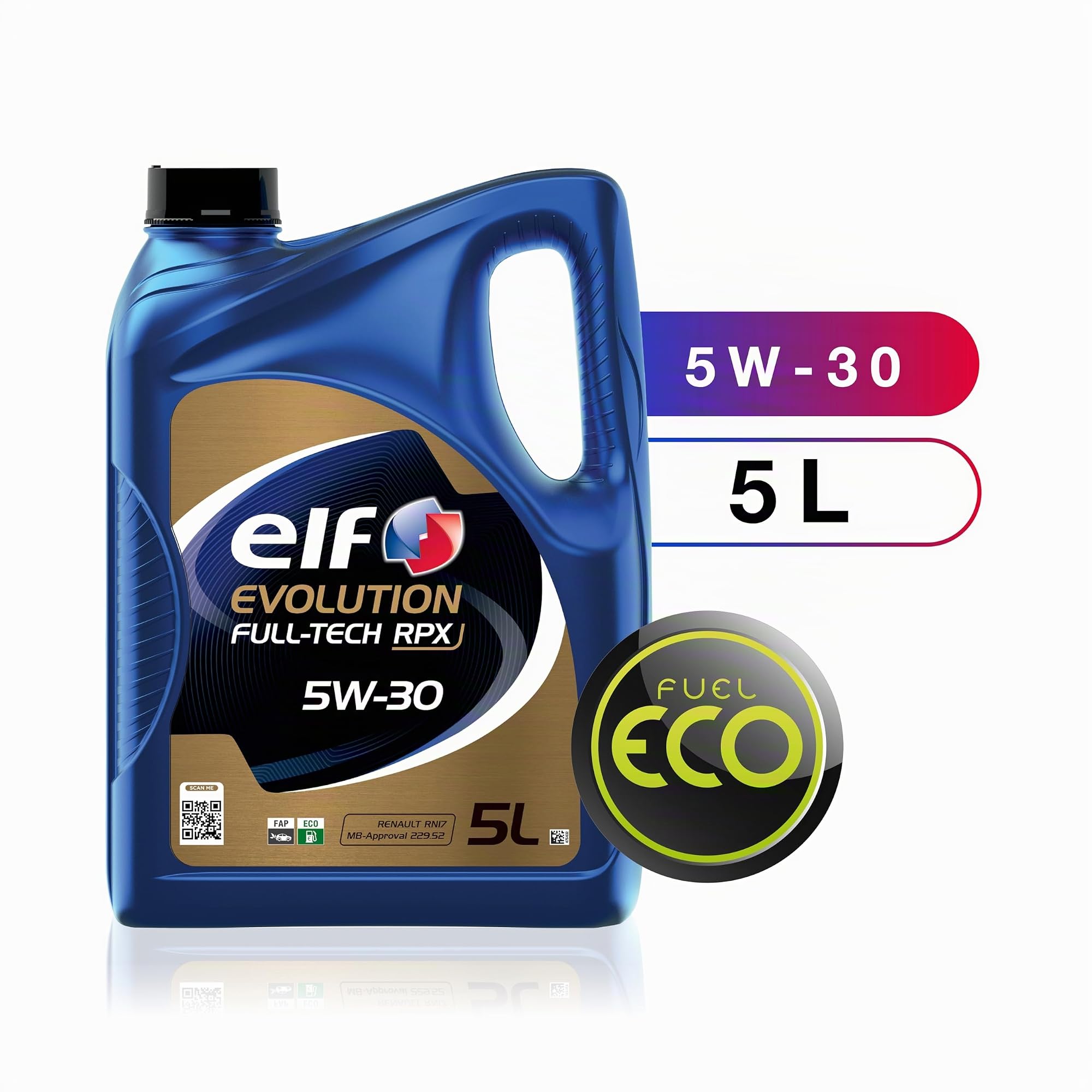 ELF EVOLUTION FULL-TECH RPX 5W-30, Huile moteur essence et Diesel, 5 litres